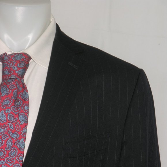 Ermenegildo Zegna Mila Recent Size Tag Navy Stripe Two Button Suit Jacket 48R